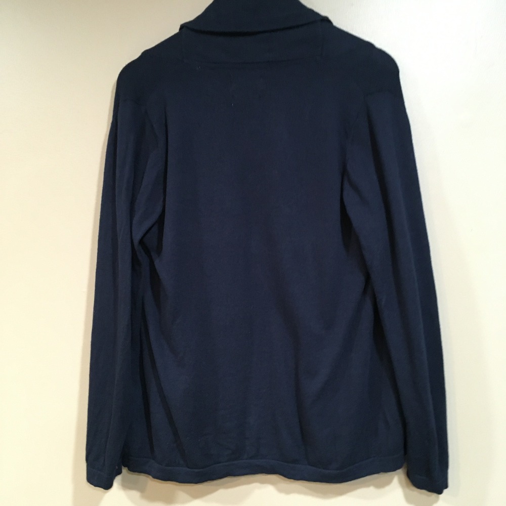 Cotton Cashmere Open Cardigan Sweater Womens M Navy Blue Classic Capsule Luxury - Picture 7 of 11